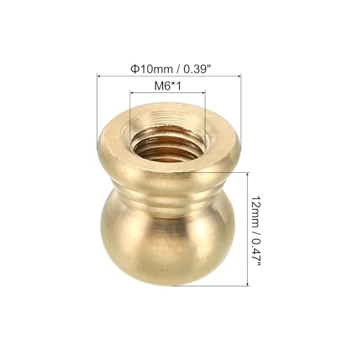 PATIKIL M6x1 Gewinde Messing Hutmuttern Knopf 10 Pack Lampe Endstück Dekoration Schraubkappen Mutter Griff Knauf Dekoration für Beleuchtung Möbel Kabinett 10mm