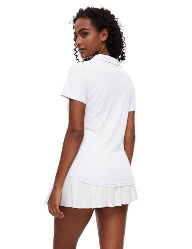 Loovoo Plus Size Golf Shirts Women Short Sleeve Solid Collared White Quick Dry Shirts Casual Sports Tennis Tops Black,3Xl thumb #3