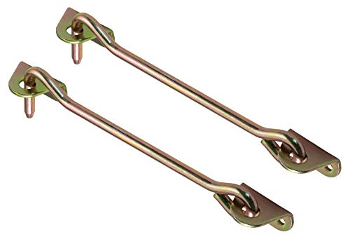 ALPENSTAHL Lot de 2 crochets de fenêtre en métal avec plaque à œillets pour portes lourdes | Verrouillage de 200 mm | Crochets en acier galvanisé | Fixation de portail pour granges et cabines Cover