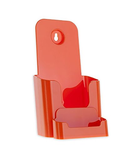 Fuente una Trifold folleto soporte con tarjetero soporte de pared o encimera, color naranja
