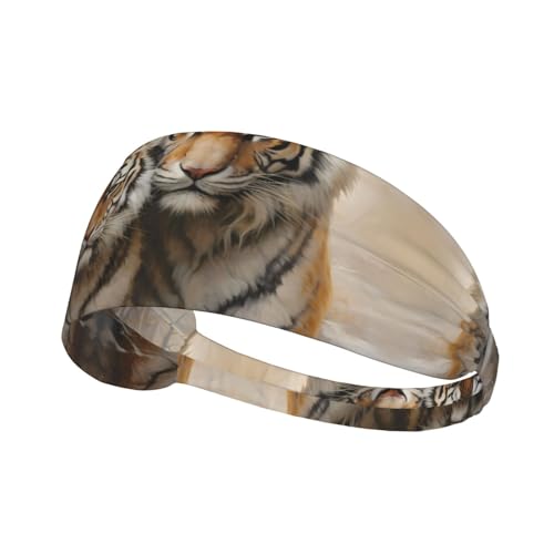 Diadema deportiva elástica para el pelo con diseño de tigre JKIEGOQ para parejas, elastano, suave, transpirable, de secado rápido