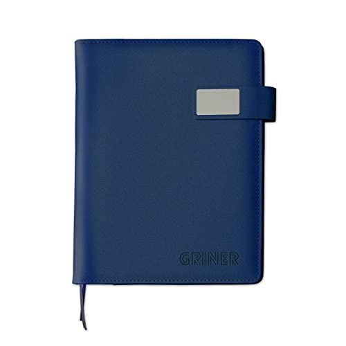GRINER ノートカバー 手帳カバー リングノート対応 2冊収納 厚手手帳対応 (ネイビー, A5)