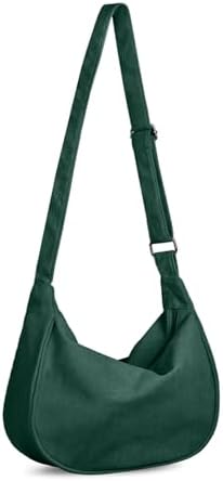 Huiguli Corduroy Halvemaanvormige tas voor Dames, Crossbody Knoedeltas met Verstelbare Schouderriem, Halve Maan Crossbody-Tas voor Reizen, Werk, School en Dagelijks Gebruik, Zwart