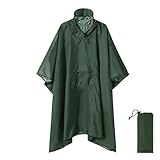 Durdiiy Poncho de Lluvia Impermeable,3 en 1 Multifuncional Chubasquero para Mujeres y Hombres Ligero Reutilizable Ponchos Impermeables Chaquetas Capa Lluvia para Aire Libre Picnic Trekking (Verde)
