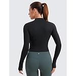 CRZ YOGA Butterluxe Cropped Athletic Jackets for Women - Full Zip Up Track Tops with Thumb Holes Pockets - Image 2