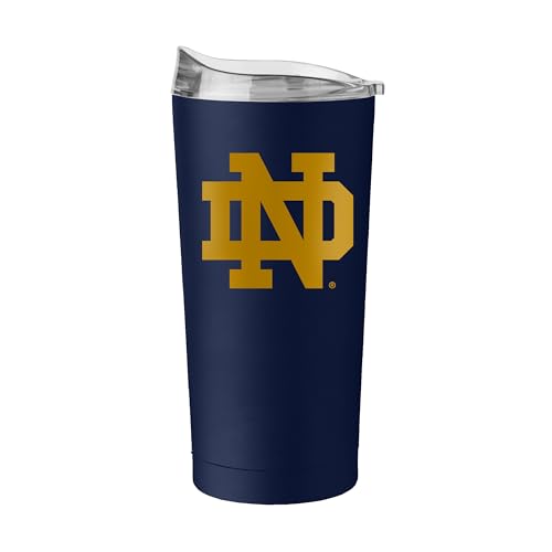 Logo Brands NCAA Notre Dame Fighting Irish 20 oz Powder Coat Stainless Tumbler -Double-Wall Insulated Everday Tumbler for Hot or Cold Drinks High Lip Lid Team Color
