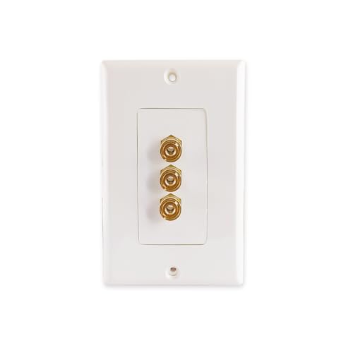 MX Banana Plug - Home Theater Wall Plate (Ø 114x70 mm) (Screws Included) 4mm 2 Way Banana socket Wall Plug Gold Plated Terminal Coupler Type Banana Plug Binding Post Wall Plate for Speakers