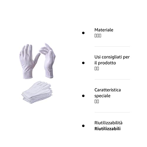 WHITE GLOVE 12 paia/24 pezzi guanti bianchi in