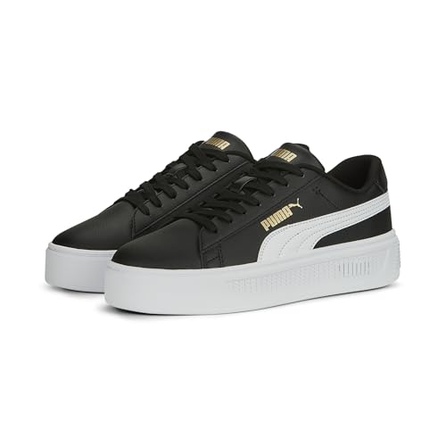 PUMA Puma Women's Smash Platform V3Sneaker, Puma Black Puma White Puma Gold, 4.5 UK