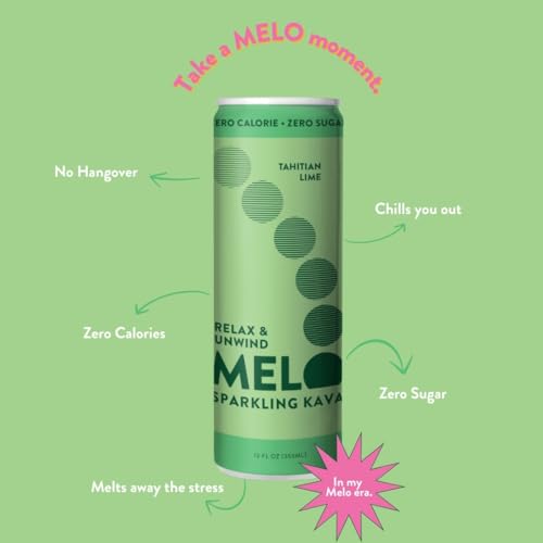 Melo Sparkling Kava Drink, Tahitian Lime, Sugar Free Non Alcoholic Drinks with Zero Calories, Gluten Free, Vegan, 100% Natural Mocktail with 750mg Kava Root per Drink, 12 Pack, 12 oz Cans - Thumbnail 3