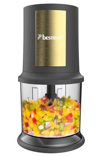Bestron Hachoir électrique, mini hachoir idéal pour les légumes, les oignons, Deux lames de coupe & capacité de 500 ml, Golden Platin Collection, Coleur:...