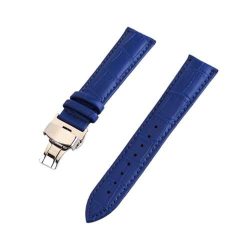Bracelet de montre en cuir véritable crocodile 22mm bleu clair
