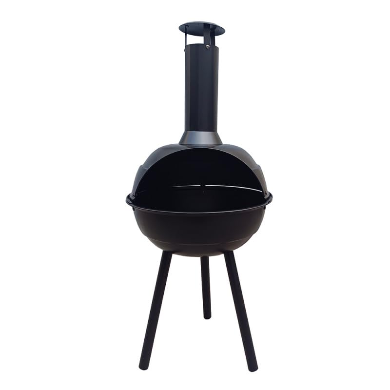 FAVEX - Brasero Boule Cheminée d'extérieur - Bûches & Charbon et bois - Brasero rond de jardin, terrasse - Sur Pieds - Structure Acier peint - Noir