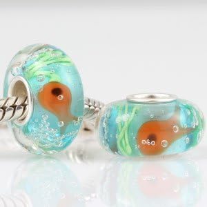 Blue Ocean Fish Flower Glass Bead 925 Sterling Silver Murano Glass Beads Lampwork Spacer Charm Christmas Beads Love fit Women Charms Bracelet (B) - Image 4