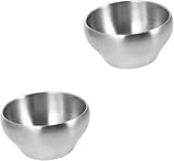 2 Stück doppelschichtige Isolierschüssel, Snackschüssel, Eisschüssel, Obstaufbewahrungsschüssel, Futterschüssel, Servierschüssel for Lebensmittel, Salatschüssel, Nudelschüssel, Edelstahlschüssel