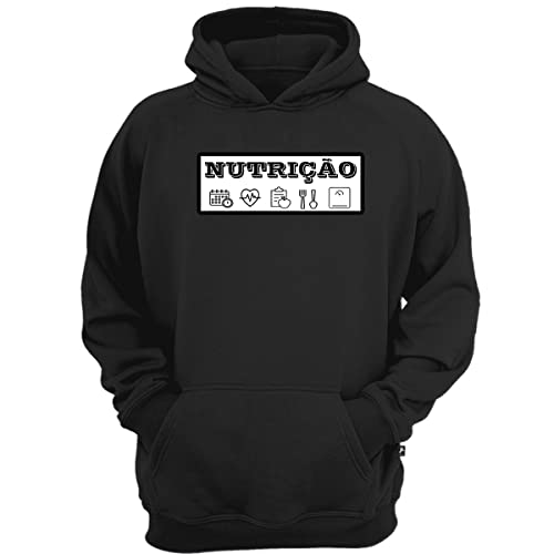 Casaco moletom nutri&ccedil;&atilde;o nutricionista curso faculdade Cor:Preto;G&ecirc;nero:Unissex;Tamanho:GG