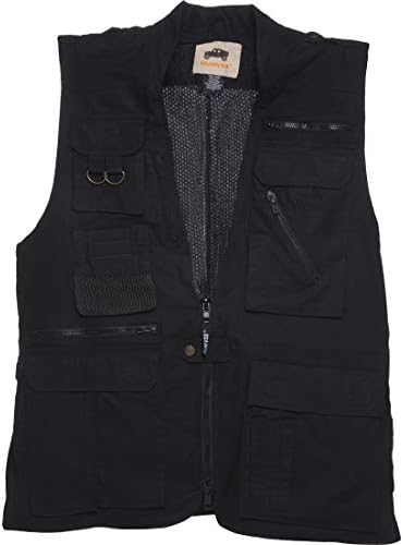 CampCo Humvee Safari Photography Vest, For Men, Women, Unisex - Vest for Hunting, Fishing, Camping, Travel, Hiking, Outdoor - 100% Cotton, Black, Small