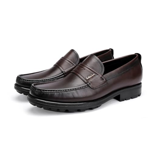 Image of Mens Leather Tassel Loafer, Classic Luxury Smooth Upper Tassel Slip-on Penny Loafer for Mens, Black