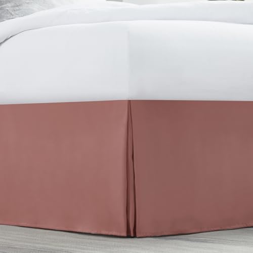 Image of Nestl Pink Clay Twin Bed Skirt - Twin Size Bed Skirt 14 Inch Drop - Brushed Microfiber Bed Skirts - Hotel Quality Pleated Bed Skirt - Shrinkage & Fade Resistant