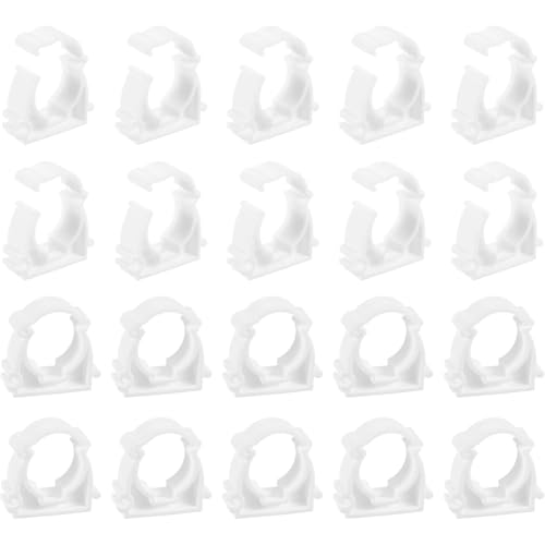 COYUN 20 Pcs PPR Tubo Morsetti, Bianco Plastica Acqua Fissi Clip Universale Singolo Tubo Clip Fascetta Stringitubo Singola a Scatto Per il Fissaggio di Tubi in Cucine-Diametro interno 20 mm