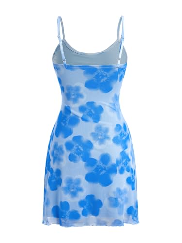 Image of Verdusa Going Out Summer Dresses for Women Vacation Floral Mesh Sleeveless Bodycon Short Dress