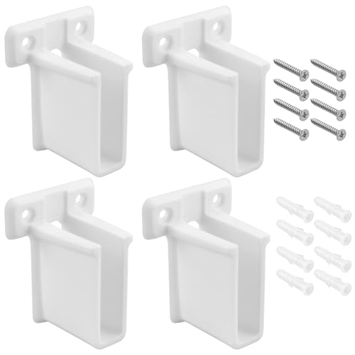ZIUZI 4 Pcs Wire Shelf End Bracket, White Plastic Wall Mount Closet Shelves Brackets for Shelves Closet, Comes with Fasteners