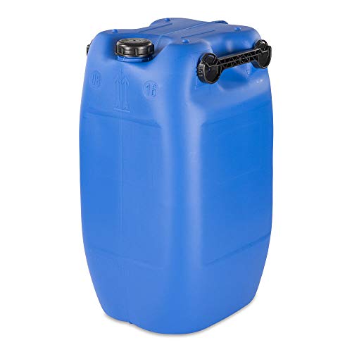 60 L Getränke- Wasserkanister Blau mit Schraubdeckel (DIN 71) | Lebensmittelecht | Tragbar 3 stabile Griffe | Farbe blau | ohne BPA Cover