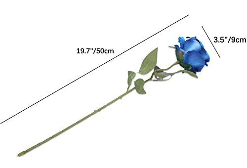 Joanwe 10 Pcs Artificial Flowers Fake Roses Silk Flannel Flowers 19.7” For Home Kitchen Party Decoration (Gradient Blue) #TOP1