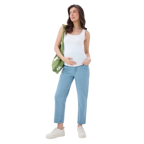Image of Maternity Denim Jeans for Women | Over The Bump Stretchable Belly Panel | Comfortable Pregnancy Wear | Regular Fit Casual Jeans