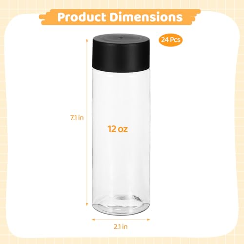 24 Pcs Sensory Bottles Empty - Clear Empty Sensory Bottles with Caps, Leak-proof Water Bottles, Reusable PET Plastic Liquid Containers for Milk, Beverage, 12 oz4