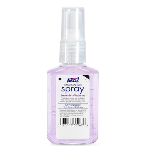 PURELL Hand Sanitizer Spray, Infused with Essential Oils, Lavender and Verbena Scent, 2 fl oz Travel-Size Bottle (Pack of 6) – 2024-04-EC