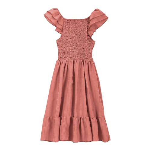 Girls Cotton Ruffle Sleeveless Dresses Elasticity A-Line Dress Kids Toddler Summer Solid Color Casual Formal Dress4
