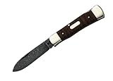 Länge geöffnet 17,4 cm Hartkopf-Taschenmesser, 300-lagige Rosendamast-Klinge, Schlangenholz, Neusilberbacken, Gravurplättchen