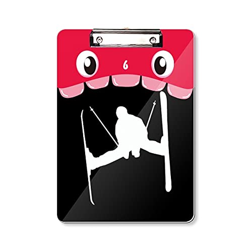Sports d'hiver noir silhouette ski dossier A4 pince plate pour apprentissage scolaire