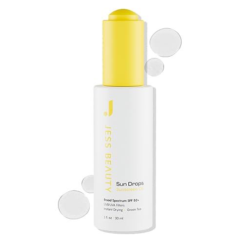 JESS BEAUTY | Face Sunscreen Sun Drops SPF 50 Skin Care Oil with Camellia Sinensis & Squalane | Skincare Fast Drying 1 fl. oz