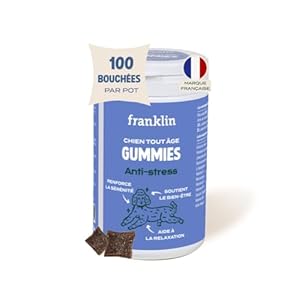 Franklin – Complément Alimentaire pour Chien – Apaisant Chien – Anti-Stress – Diminution Anxiété – Actifs Naturels – Tout Âge – 100 Bouchées – 150g
