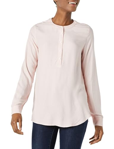 Amazon Essentials - Amazon Essentials Women's Long-Sleeve Woven Blouse, Pink White Vertical Stripe, XX-Large