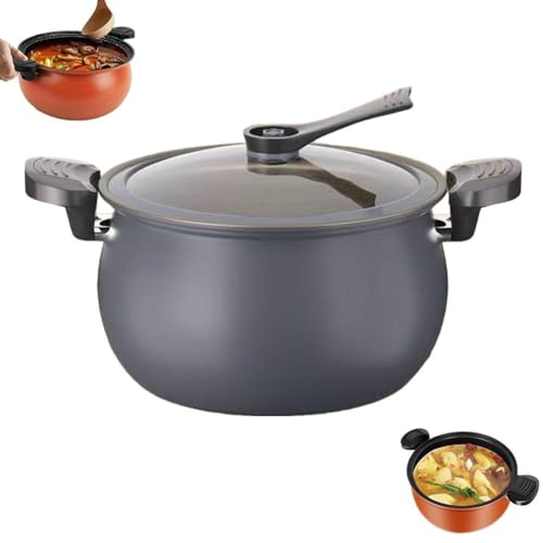 Pentola a pressione multifunzionale da 8 l, pentola a pressione a riscaldamento rapido con coperchio in vetro, pentola a pressione per microonde anti-fuoriuscita, per cuocere lentamente, scottare e