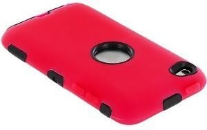 Black Hard/Red Skin Hybrid Case Cover Compatible with Apple iPod Touch 4G, 4th Generation, 4th Gen 8GB / 32GB / 64GB