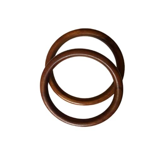 (2 Pieces) Wooden Rings All Shaped Bag Handles Replacement for Handmade Bag Handbags Purse Handles, DIY Art and Craft (Round 5 inch Handles, Dark Brown Color)-image-47