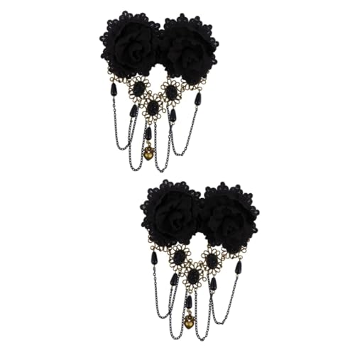 Pince à cheveux dentelle gothique noire fait main accessoire cheveux halloween femme