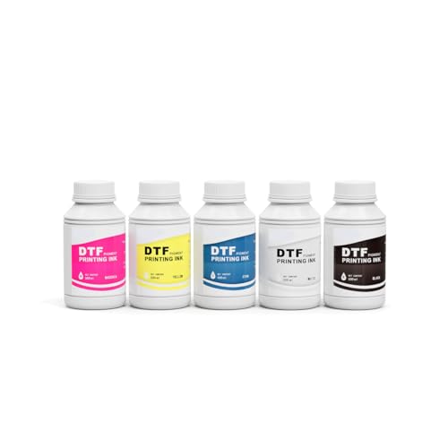 DTF Transfer Printer Ink, Premium DTF Ink for Professional DTF Printers Direct to Film Heat Transfer Printing (CMYKW, 500ml)