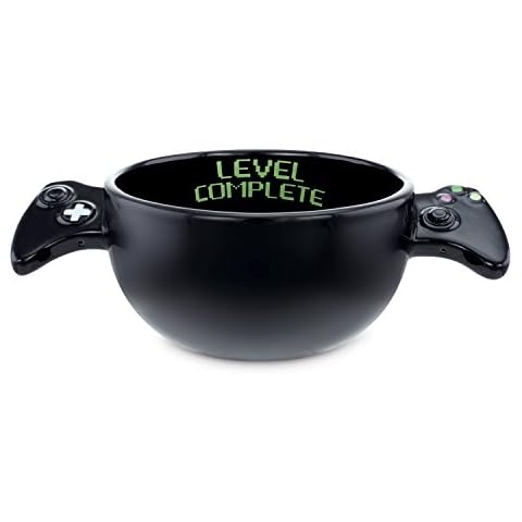 Kovot “Level Complete” Gamer Bowl - 22oz Ceramic Soup Cereal Bowl Gamer Gift -Black Cover