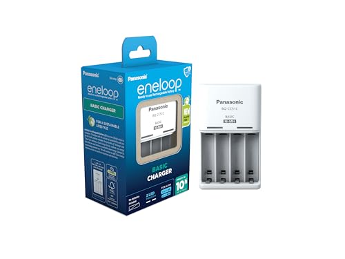 Eneloop Basic caricabatterie, per 2 o 4 batterie ricaricabili AA/AAA, 10 ore tempo di ricarica, 6 funzioni di sicurezza