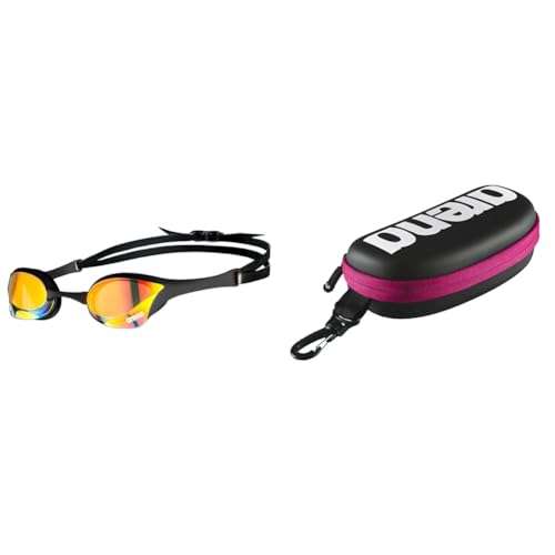 ARENA Gafas Cobra Ultra Swipe Mirror Natación, Unisex niños, Yellow Copper, Talla Única 000001E048-509 Estuche para Gafas de natación, Unisex Adulto, Negro/Fucsia (Black White Fuchsia)