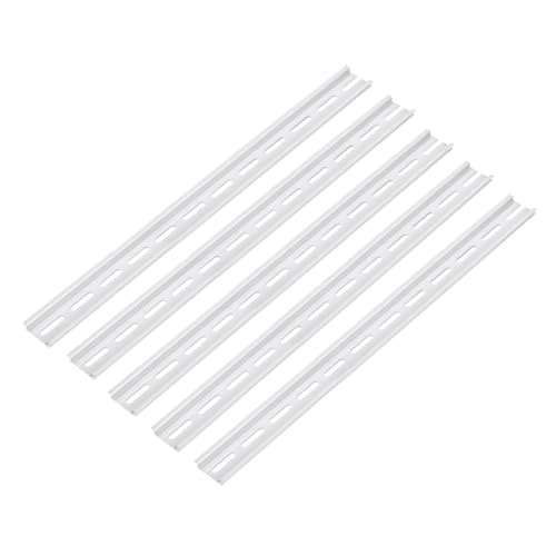 MECCANIXITY DIN Rail Slotted Aluminum Mounting Guide 15 Inch x 1.4 Inch x 0.3 Inch for Equipment Installation Pack of 5 Pcs