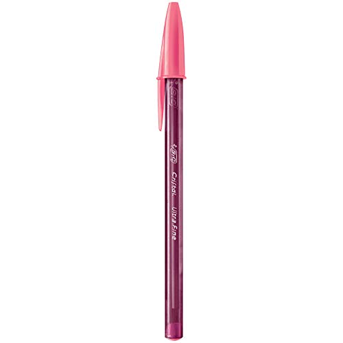Caneta Esferográfica BIC Cristal Precisão e Suavidade Fashion, Rosa, Pona Ultra Fina de 0.7mm, Com 1