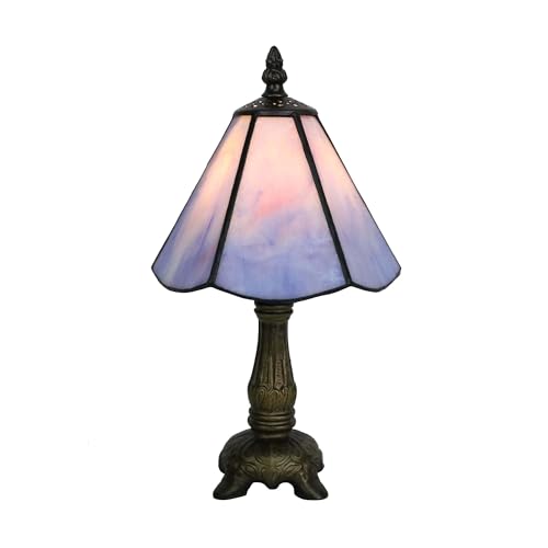 Tokira Tiffany Lampe de table vintage en verre coloré, 6 pouces Le violet de Abat - jour, Lampe de chevet dans la chambre, Petite lampe de nuit pour...