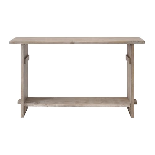 Alaterre Furniture Castleton Mango Wood Console Table, 52 in. W Entryway Table with Dual Shelf Storage, Driftwood Finish, Ideal for Mudroom, Hallway, or Living Room