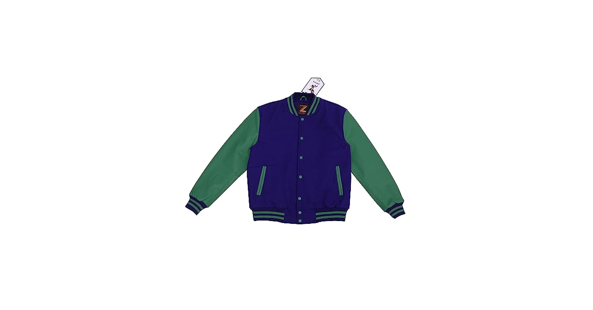 Camphor wood“varsity jacket” ネイビーL Buy Forest Green Wool Varsity Jacket with Tan Leather Sleeves